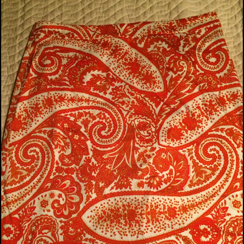 Orange paisley j. Crew pencil skirt!