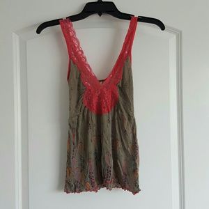 Free People Babydoll Top With Lace Trim