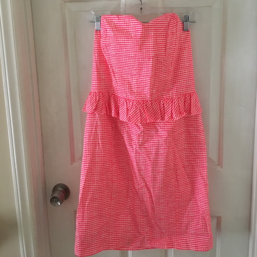 Pink gingham lilly pulitzer strapless dress