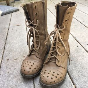Spiked Camel Combat Boots