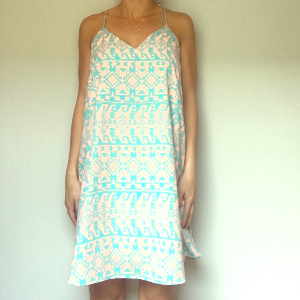 Printed Peach and Teal dress