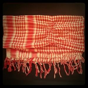 Red and white printed scarf
