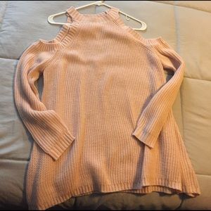 Pink mock cold shoulder sweater