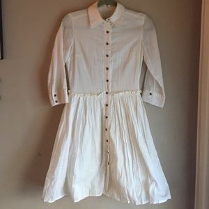 Isaac Mizrahi 100 % cotton white button down dress