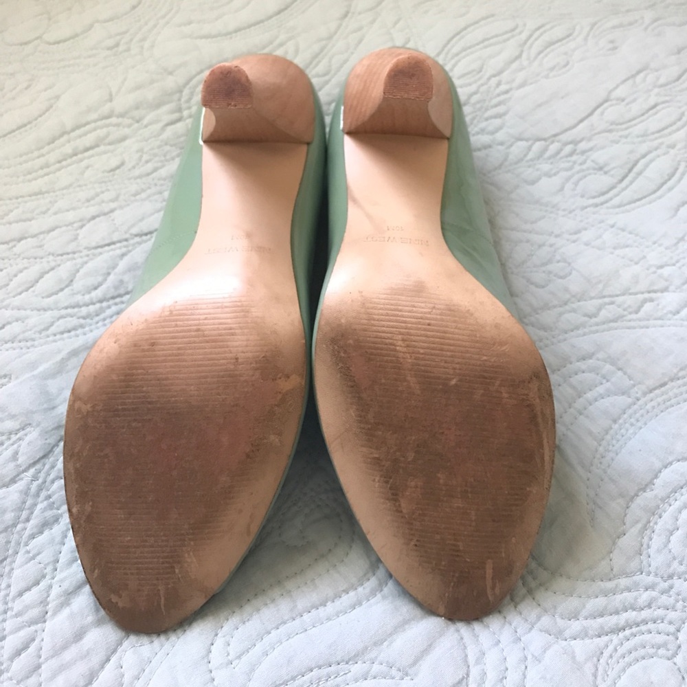 Nine West Aqua Mint Patent Peep Toe Heels - Picture 4 of 4