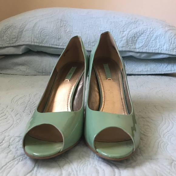 Nine West Aqua Mint Patent Peep Toe Heels - Picture 2 of 4