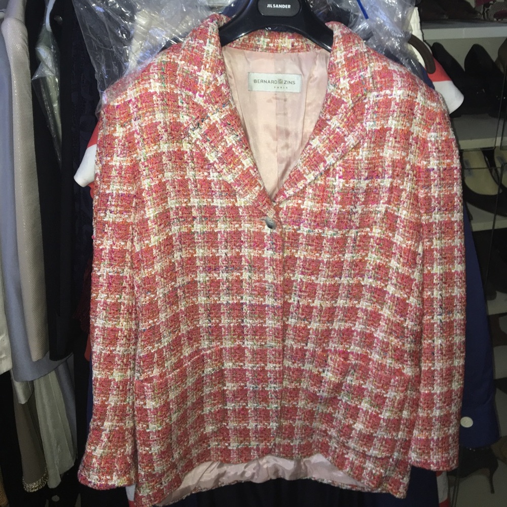Bernard zins vintage multicolor pink tweed blazer