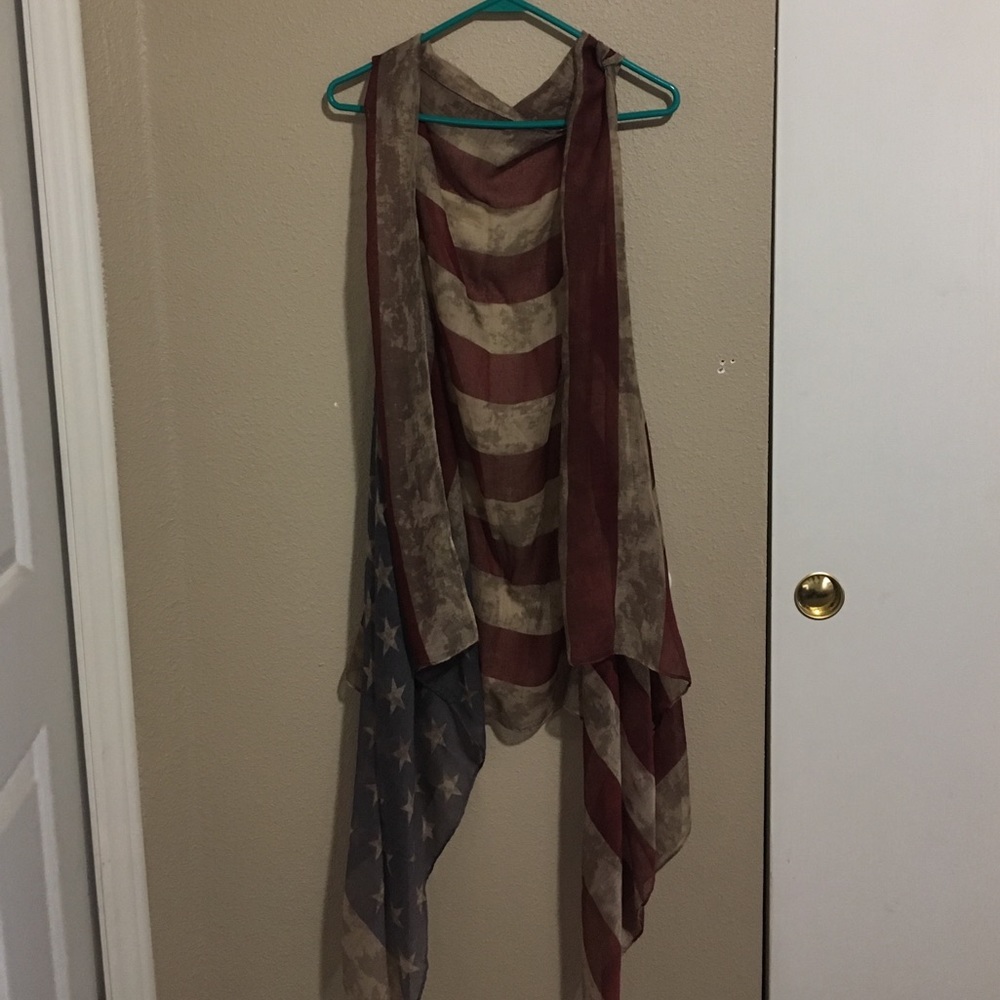 American Flag Sleeveless Sheer Vest