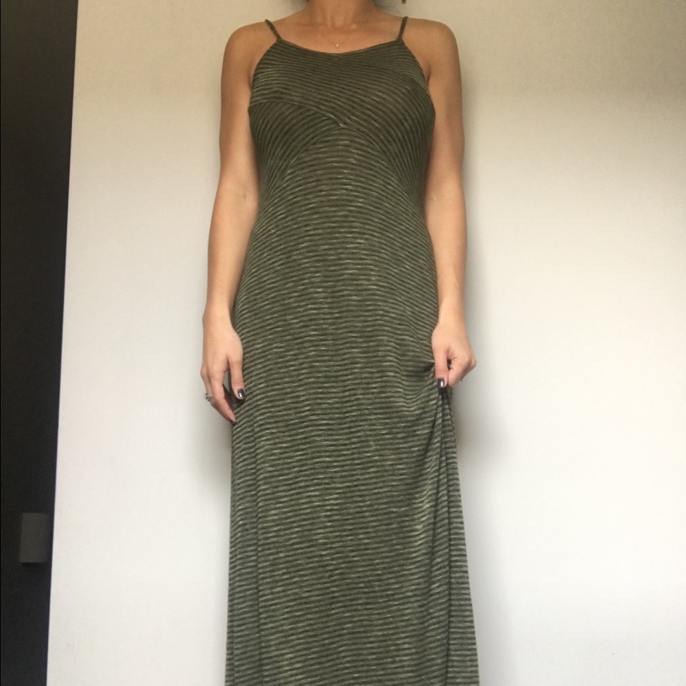 Green striped Maxi Dress
