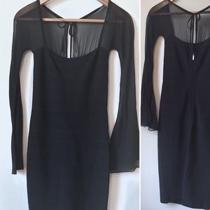 Herve Leger bandage dress with sheer long sleeves