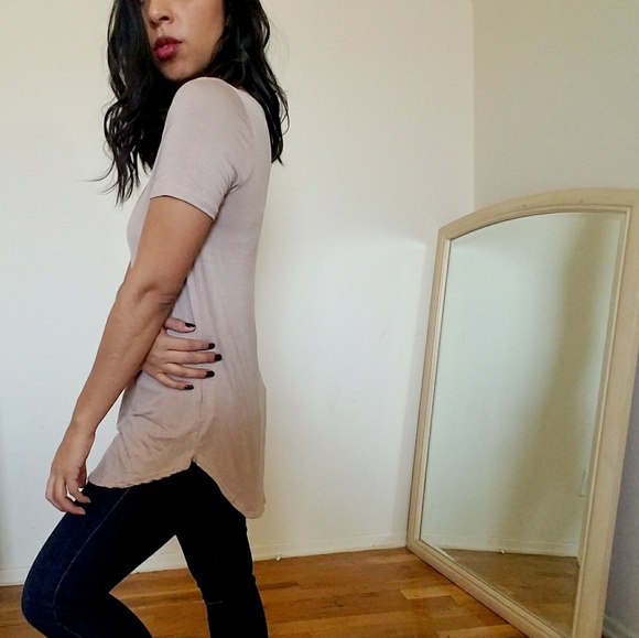 💕20%OFF💕BASIC ESSENTIAL MOCHA TEE SHIRT TOP - Picture 4 of 4