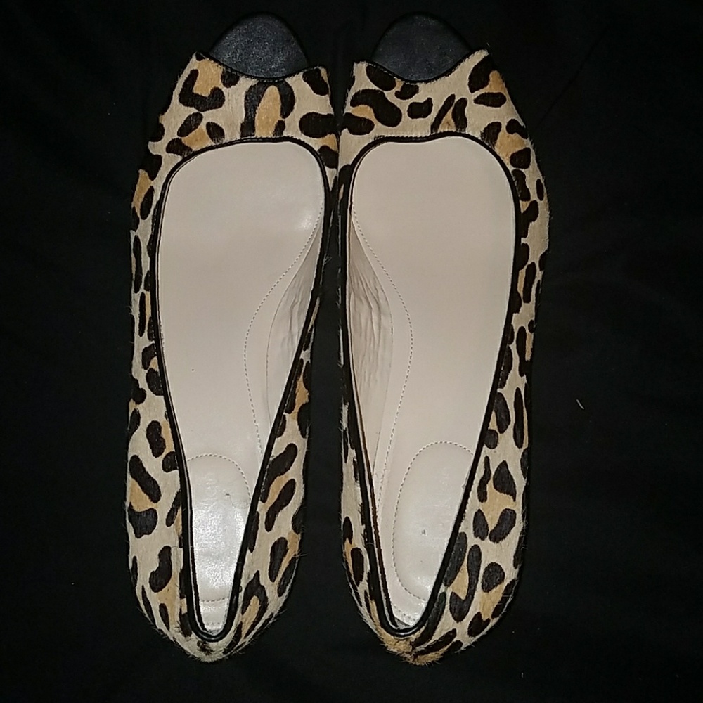 Leopard Calvin Klein Peep Toe Wedge sz 11
