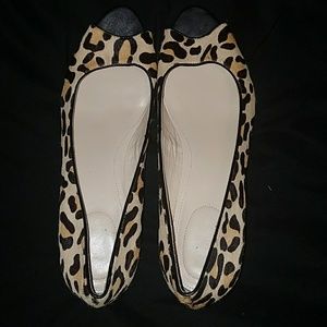 Leopard Calvin Klein Peep Toe Wedge sz 11