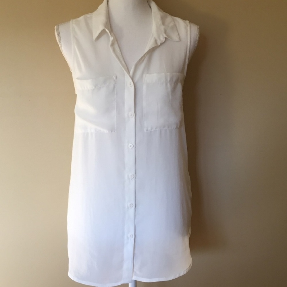 H&M (Divided) button up sheer collard blouse