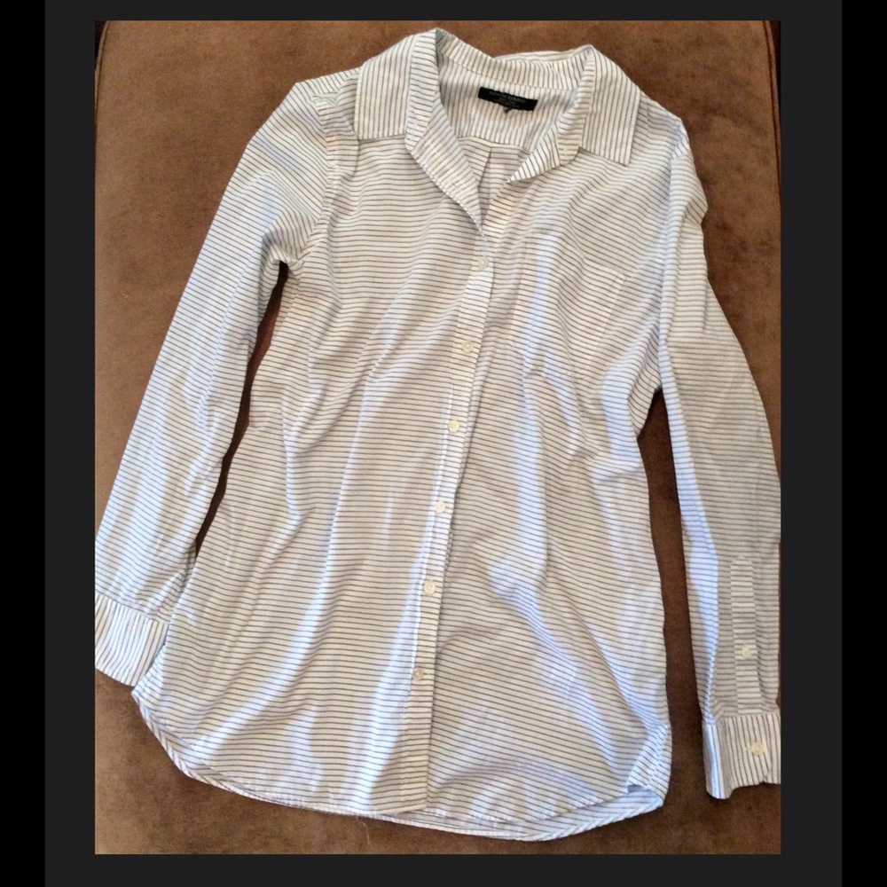 Banana Republic Blue White Pinstripe Button Shirt