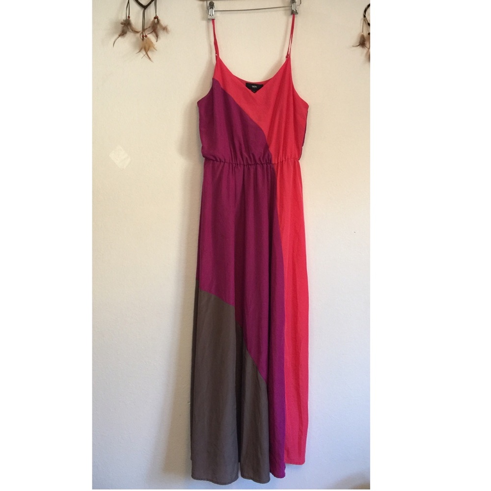 Mossimo Pink/Purple/Gray Striped Maxi Dress