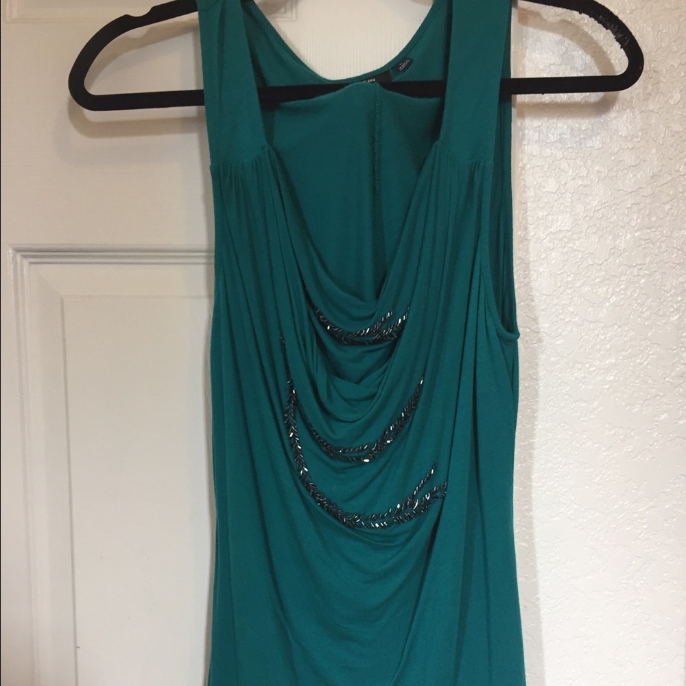 Apt 9 turquoise ruffled shirt with sequins