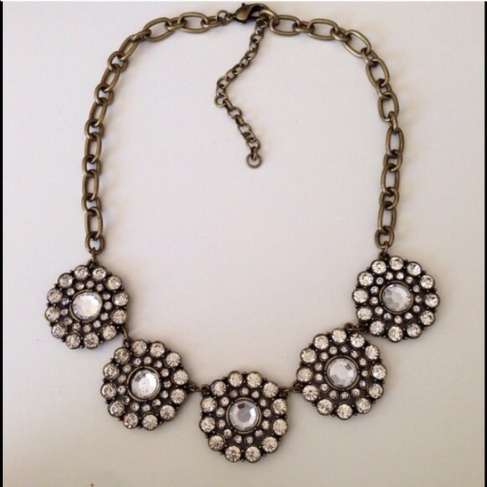 Crystal floral circle statement necklace
