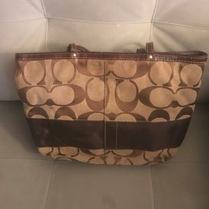Authentic Coach Tote Purse Tan And Brown