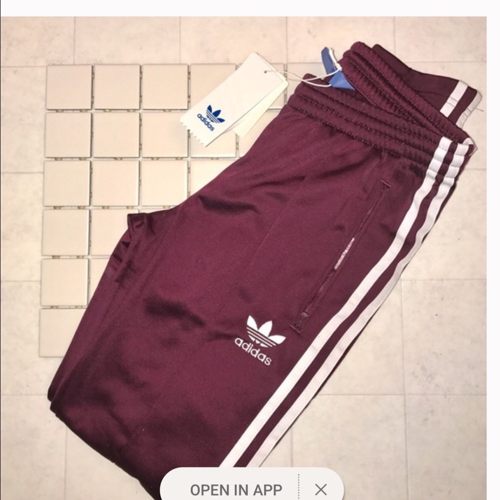 Adidas maroon track pants size xs