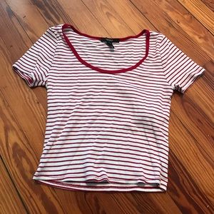 Red white striped crop top