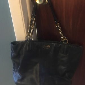 Authentic Black Leather Coach Tote