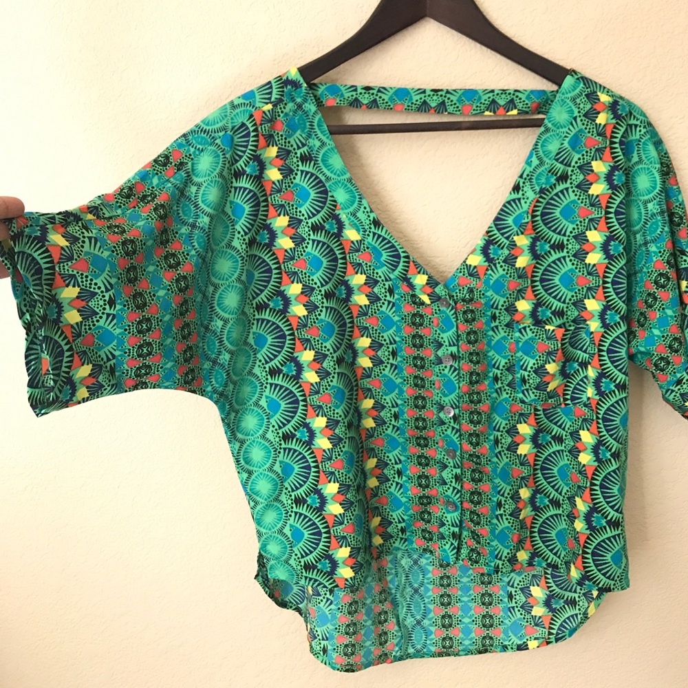 Green tribal Too Jessica Simpson Blouse
