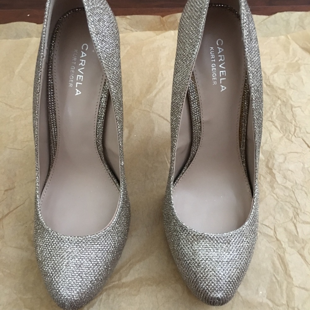 Sparkly gold high heels