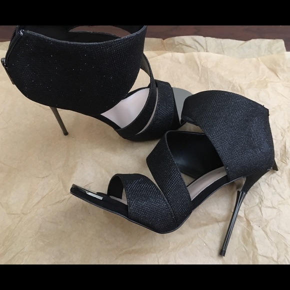 Black sparkly open toe heels - Picture 3 of 3