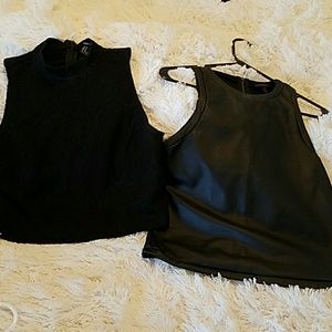 2 high neck sleeveless tops