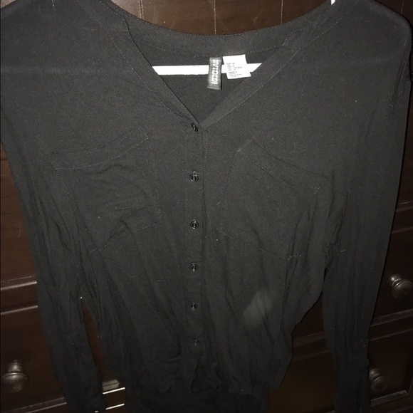 Black button down blouse - Picture 3 of 5