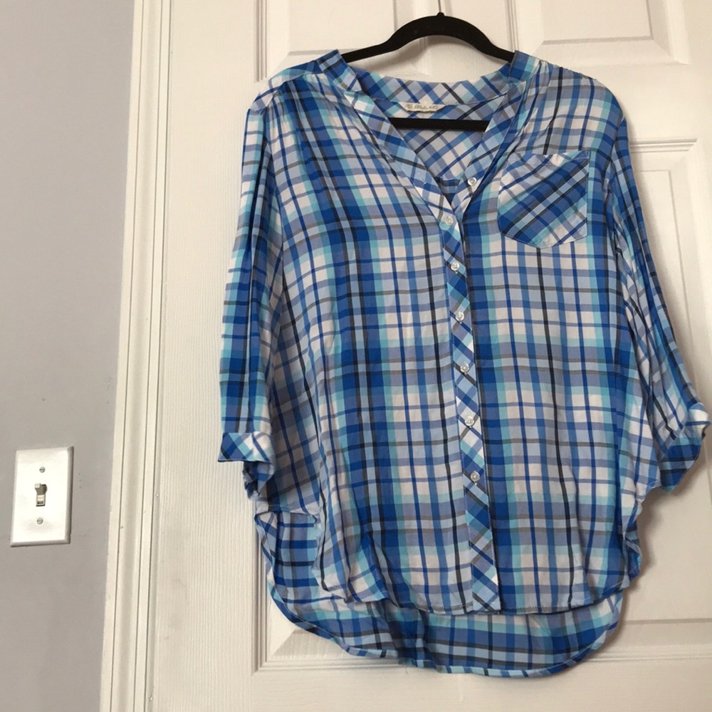 Plaid button down blouse