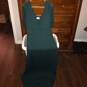 Dark green maxi dress with sleeves