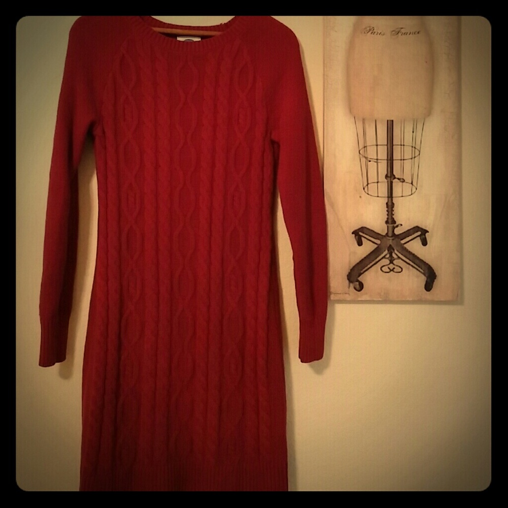 Maroon Cableknit Sweater dress