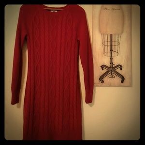 Maroon Cableknit Sweater dress