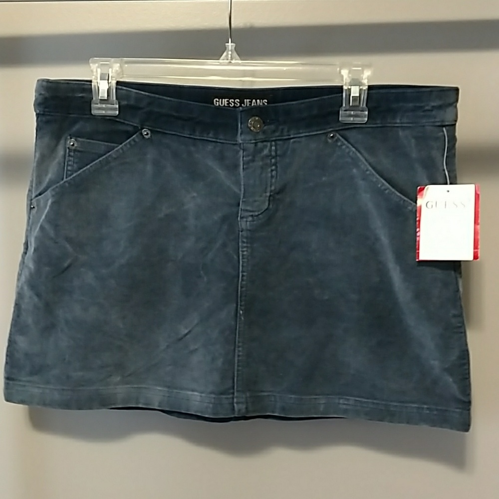 NWT Guess Jeans Blue Cordoroy Mini Skirt sz 32