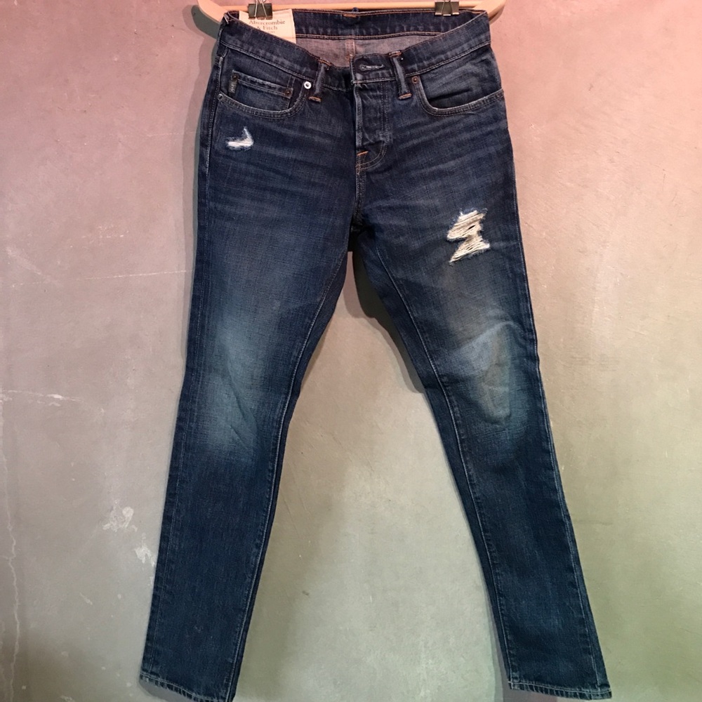 Abercrombie & Fitch Distressed Medium Wash Jeans