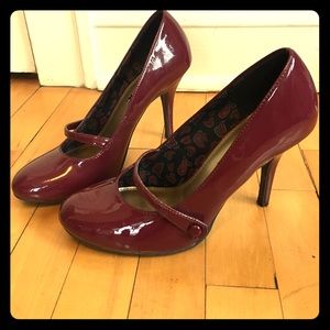 Cranberry Faux-Patten Heels