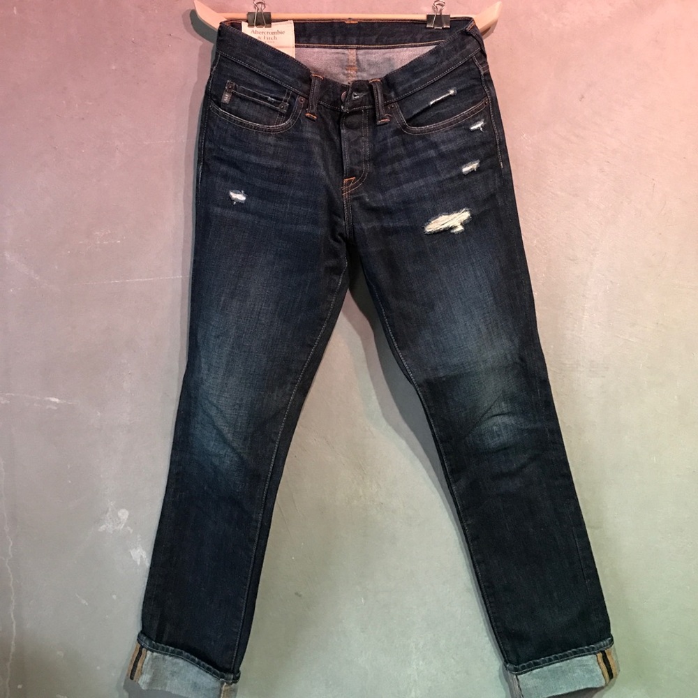 Abercrombie & Fitch Distressed Dark Wash Jeans