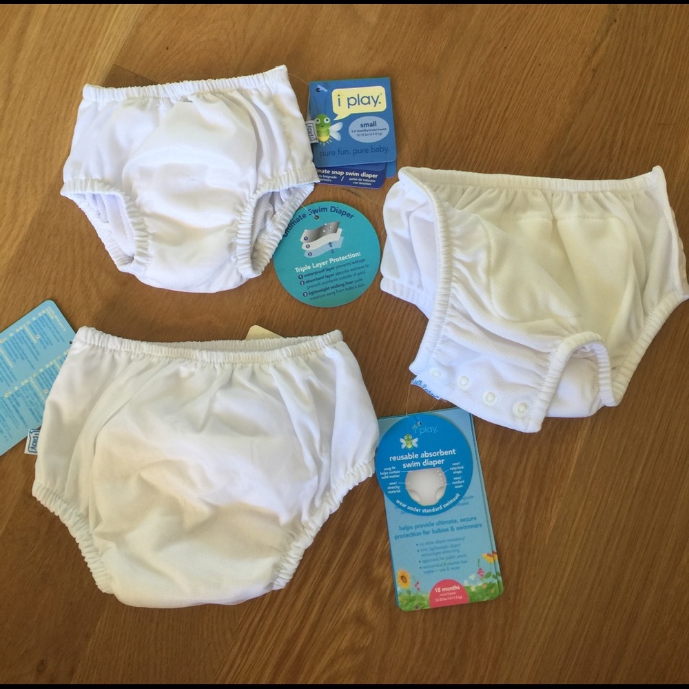 NWT iplay reusable white swim diaper 6 sizes!