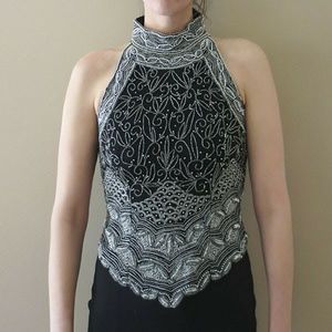 Adrianna Papell Beaded Halter Top