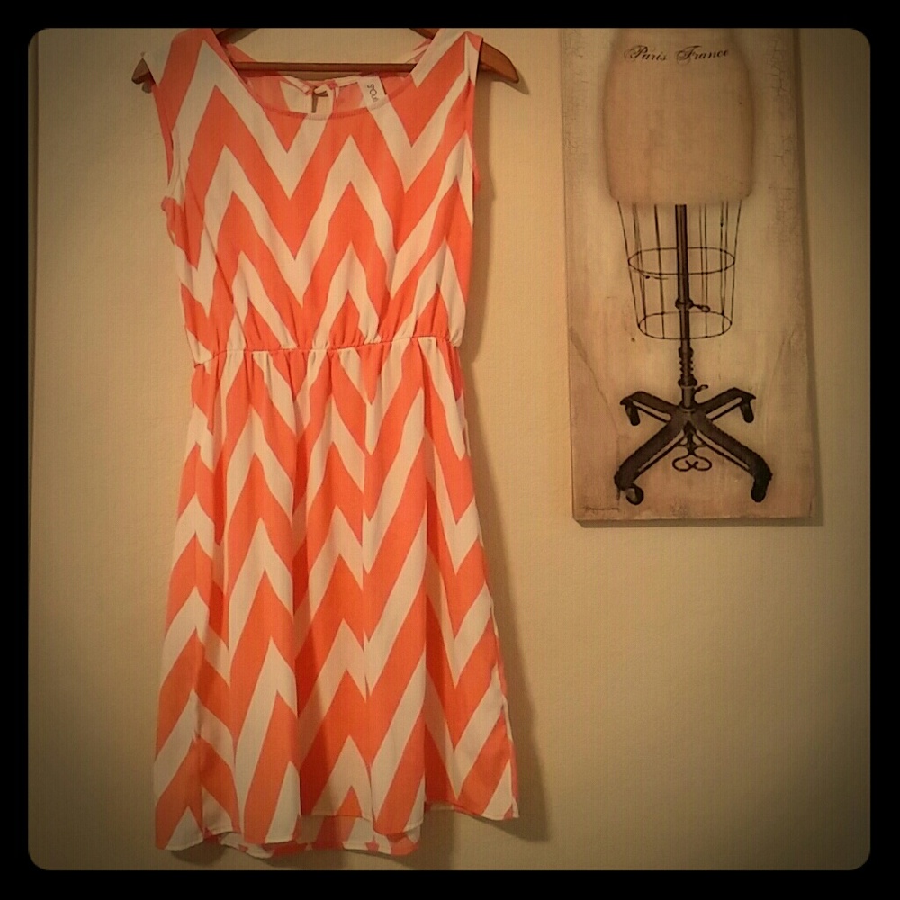 Orange and white chevron dress