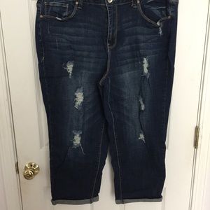 Dark blue jean capris