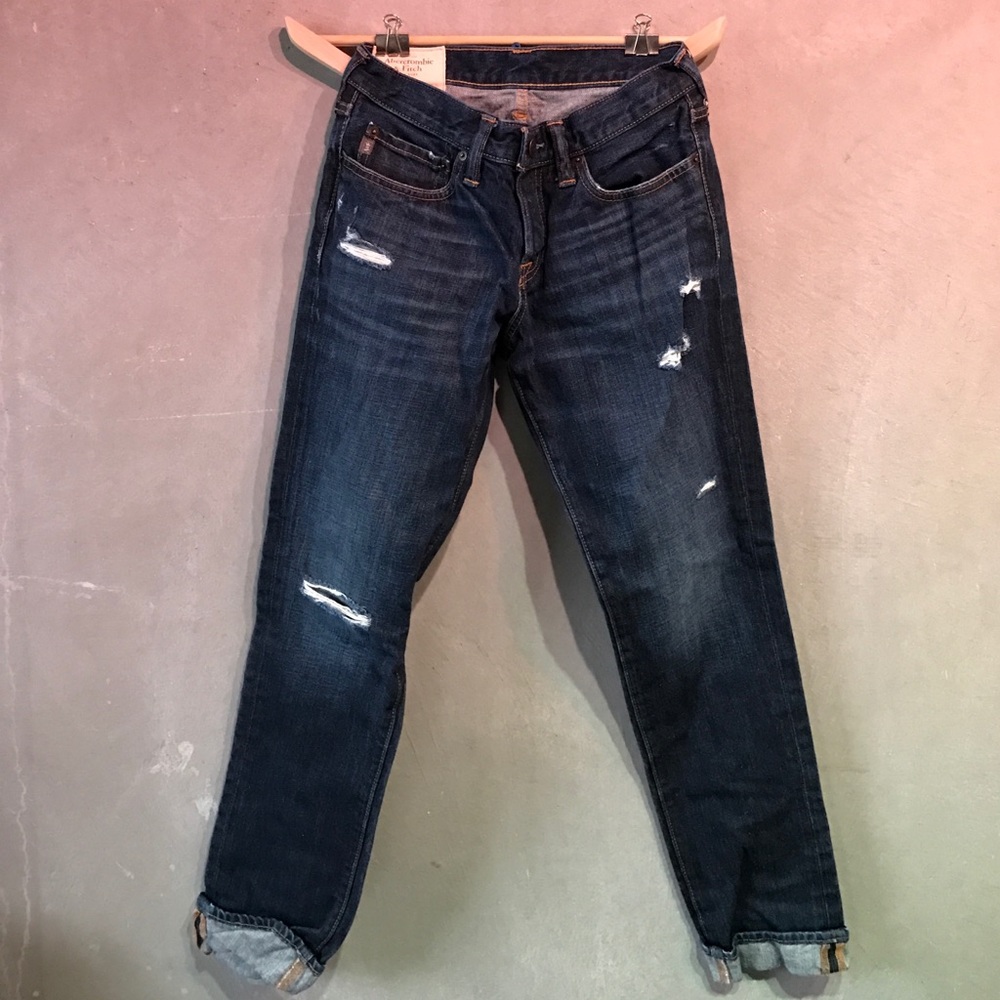 Abercrombie & Fitch Distressed Dark Wash Jeans