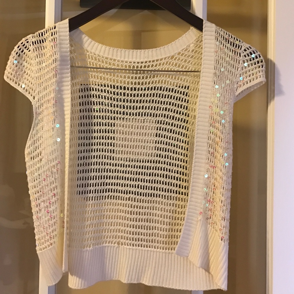 Cap sleeve open-front cardigan