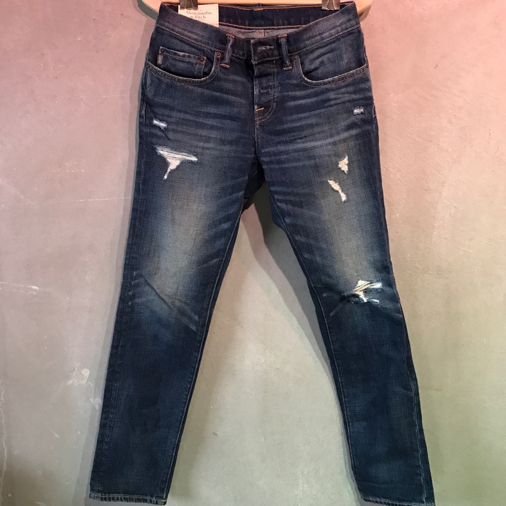 Abercrombie & Fitch Distressed Medium Wash Jeans