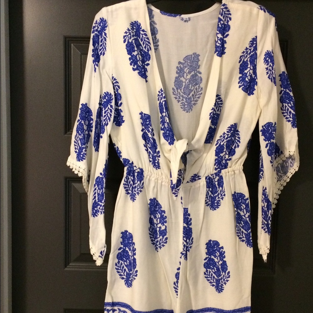 Blue and White Romper- Small