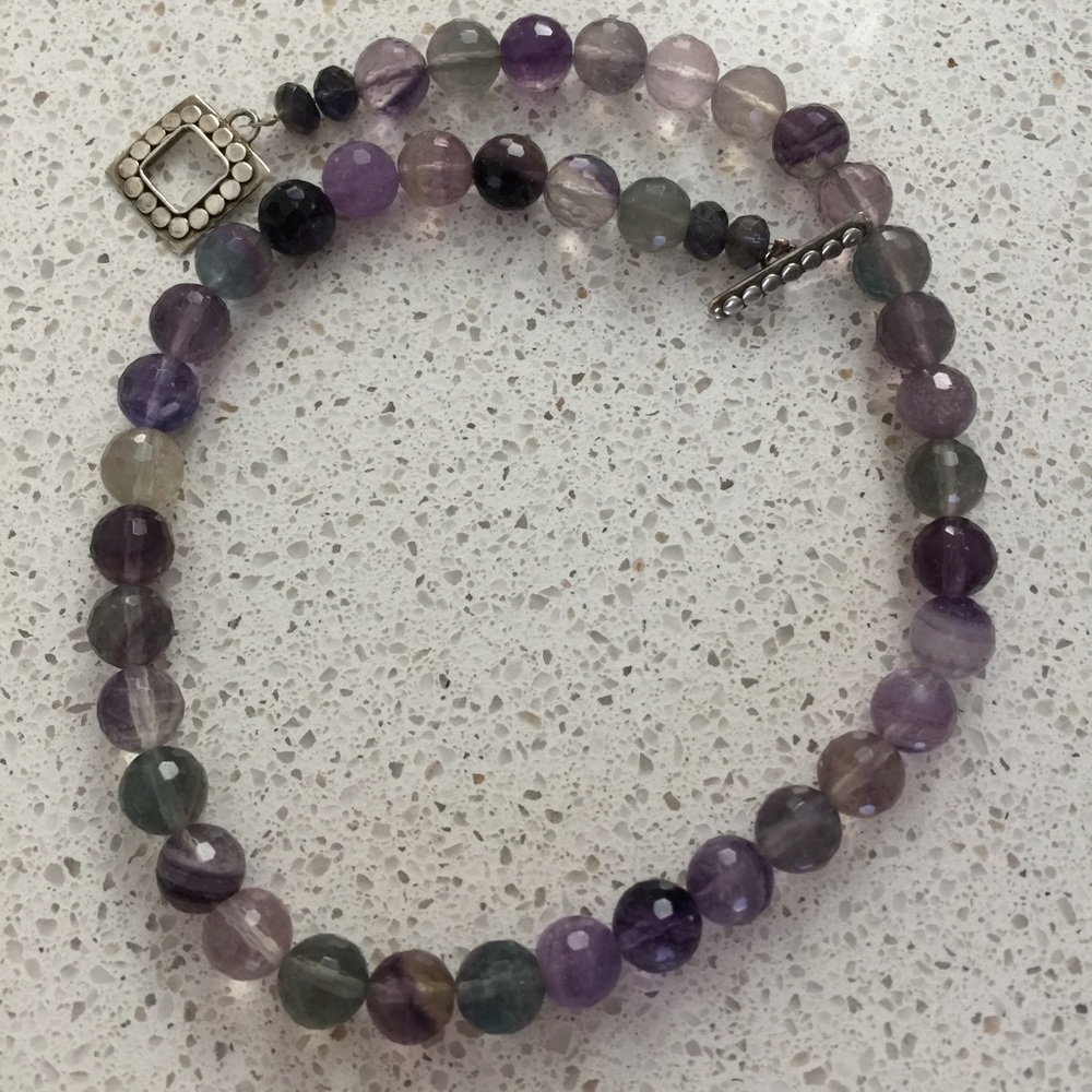 New Beautiful large faceted head Fluorite necklace