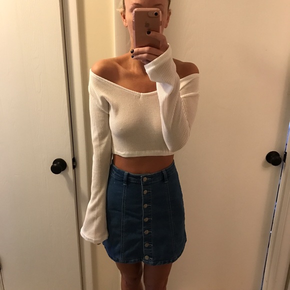 NWT white knit long sleeve cropped jumper - Picture 2 of 4