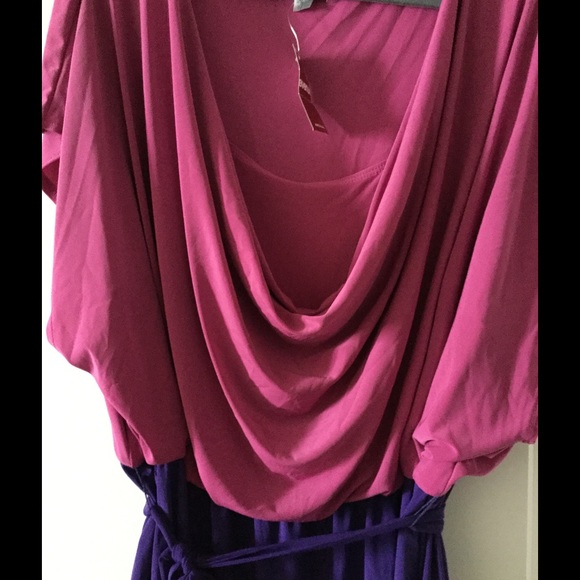 Colorblock Fuchsia & Purple Dress - Picture 2 of 6